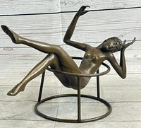 Signed Nick Nude Female Abstract Mid Century Bronze Sculpture