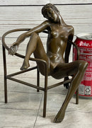 Signed Nick Nude Female Abstract Erotic Mid Century Bronze Sculpture