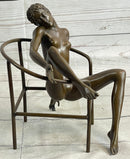 Signed Nick Nude Female Abstract Erotic Mid Century Bronze Sculpture