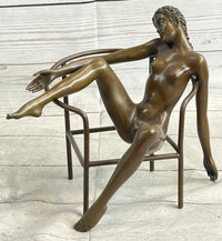 Signed Nick Nude Female Abstract Erotic Mid Century Bronze Sculpture