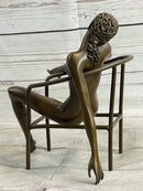 Signed Nick Nude Female Abstract Erotic Mid Century Bronze Sculpture