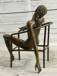 Signed Nick Nude Female Abstract Erotic Mid Century Bronze Sculpture