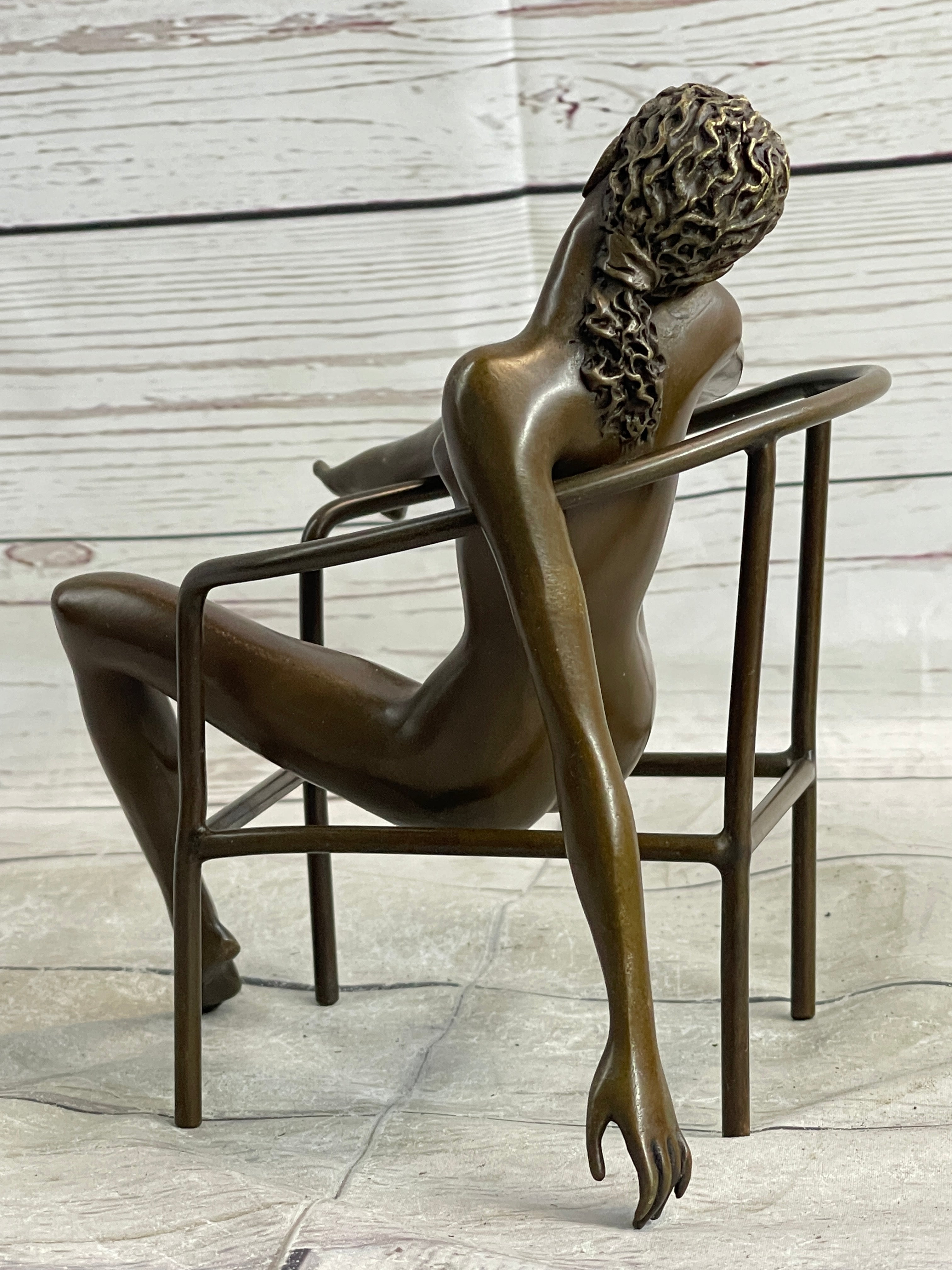 Signed Nick Nude Female Abstract Erotic Mid Century Bronze Sculpture
