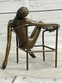 Signed Nick Nude Female Abstract Erotic Mid Century Bronze Sculpture