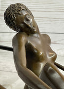 Signed Nick Nude Female Abstract Erotic Mid Century Bronze Sculpture