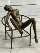 Signed Nick Nude Female Abstract Erotic Mid Century Bronze Sculpture