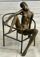 Signed Nick Nude Female Abstract Erotic Mid Century Bronze Sculpture