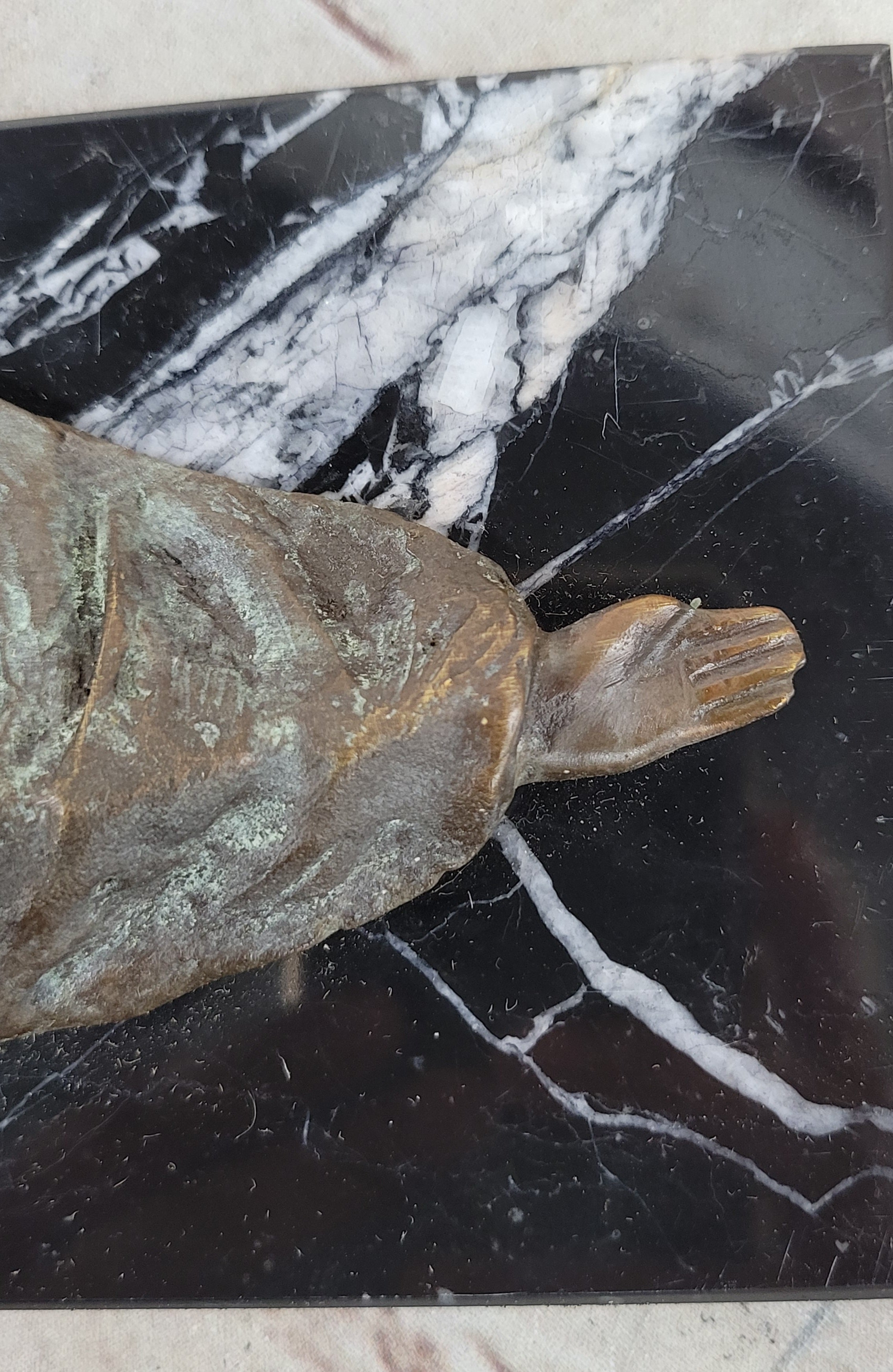 Surrealist Abstract Art Bronze Sculpture of Upside Down Nude Female Figure on Marble Base