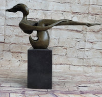 Abstract Bronze Sculpture of Sitting Girl Yoga Plank 11.5" x 12.5"