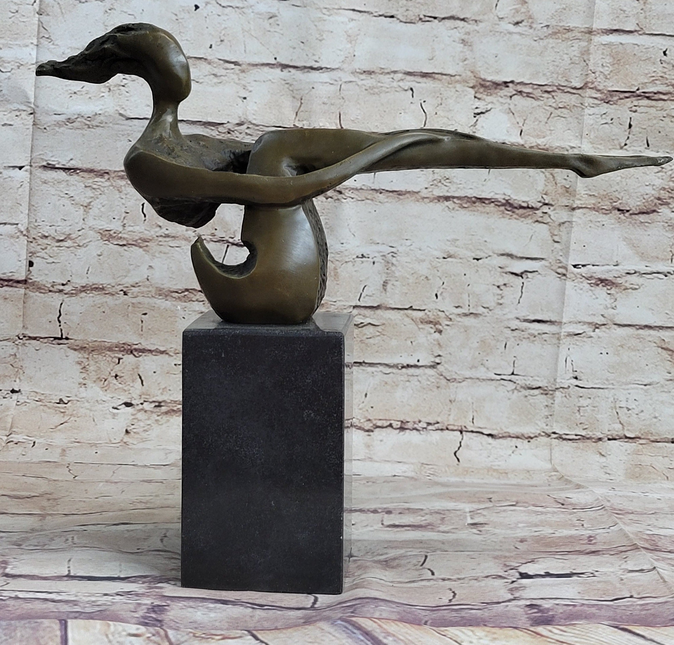 Abstract Bronze Sculpture of Sitting Girl Yoga Plank 11.5" x 12.5"