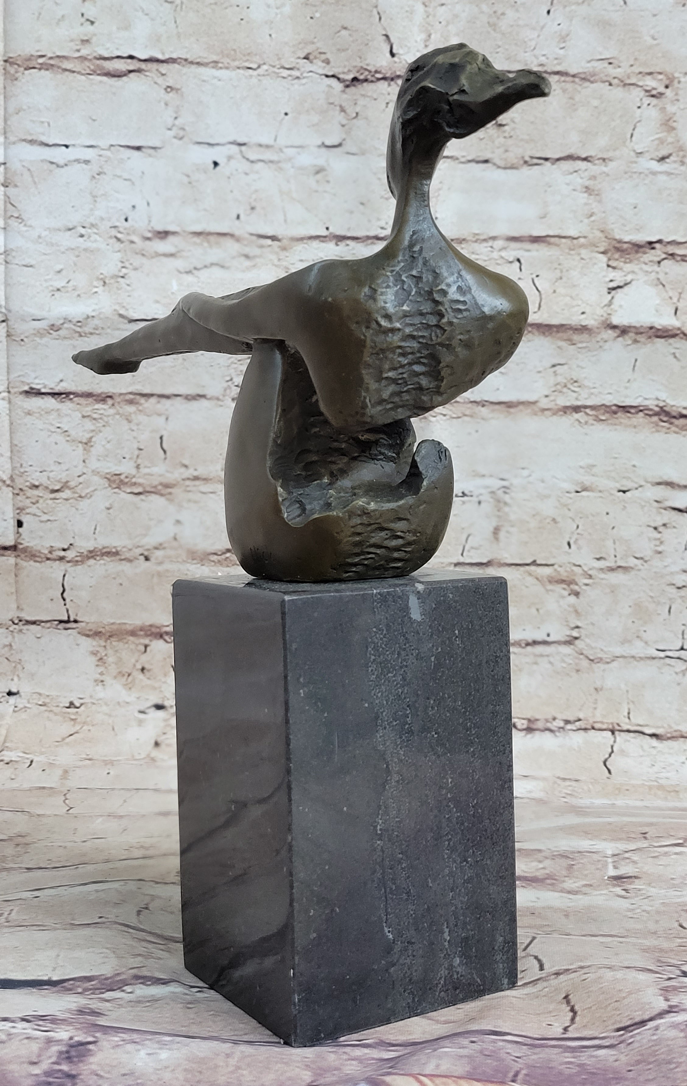 Abstract Bronze Sculpture of Sitting Girl Yoga Plank 11.5" x 12.5"