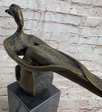 Abstract Bronze Sculpture of Sitting Girl Yoga Plank 11.5" x 12.5"