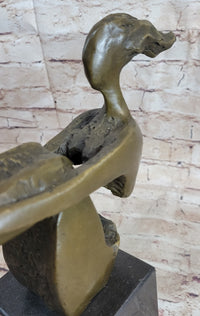 Abstract Bronze Sculpture of Sitting Girl Yoga Plank 11.5" x 12.5"