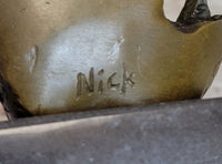 Abstract Bronze Sculpture of Sitting Girl Yoga Plank 11.5" x 12.5"