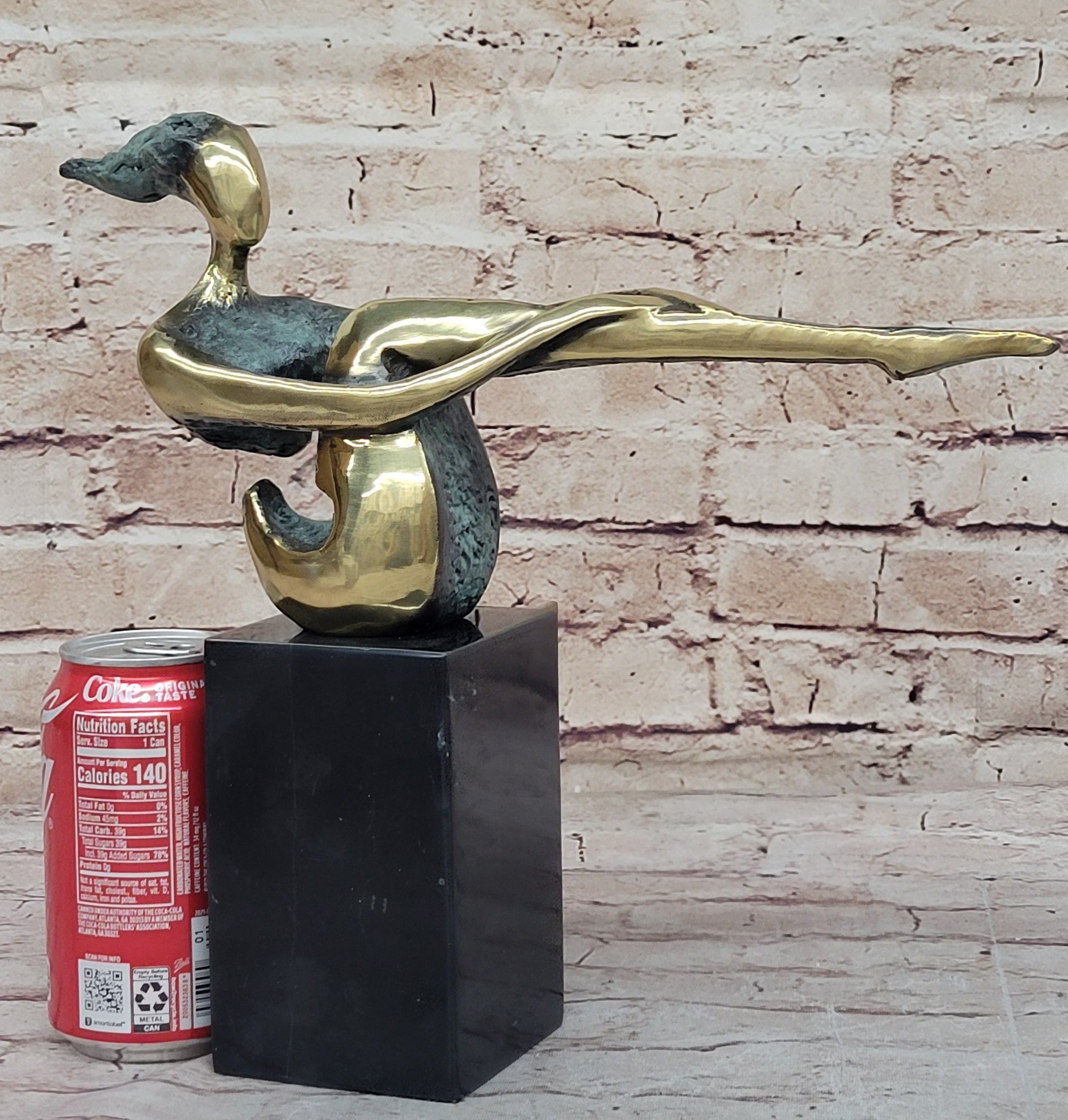 CONTEMPORARY BRONZE METAL SCULPTURE NUDE ABSTRACT FIGURATIVE FEMALE SIGNED DECO