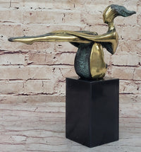 CONTEMPORARY BRONZE METAL SCULPTURE NUDE ABSTRACT FIGURATIVE FEMALE SIGNED DECO