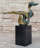 CONTEMPORARY BRONZE METAL SCULPTURE NUDE ABSTRACT FIGURATIVE FEMALE SIGNED DECO