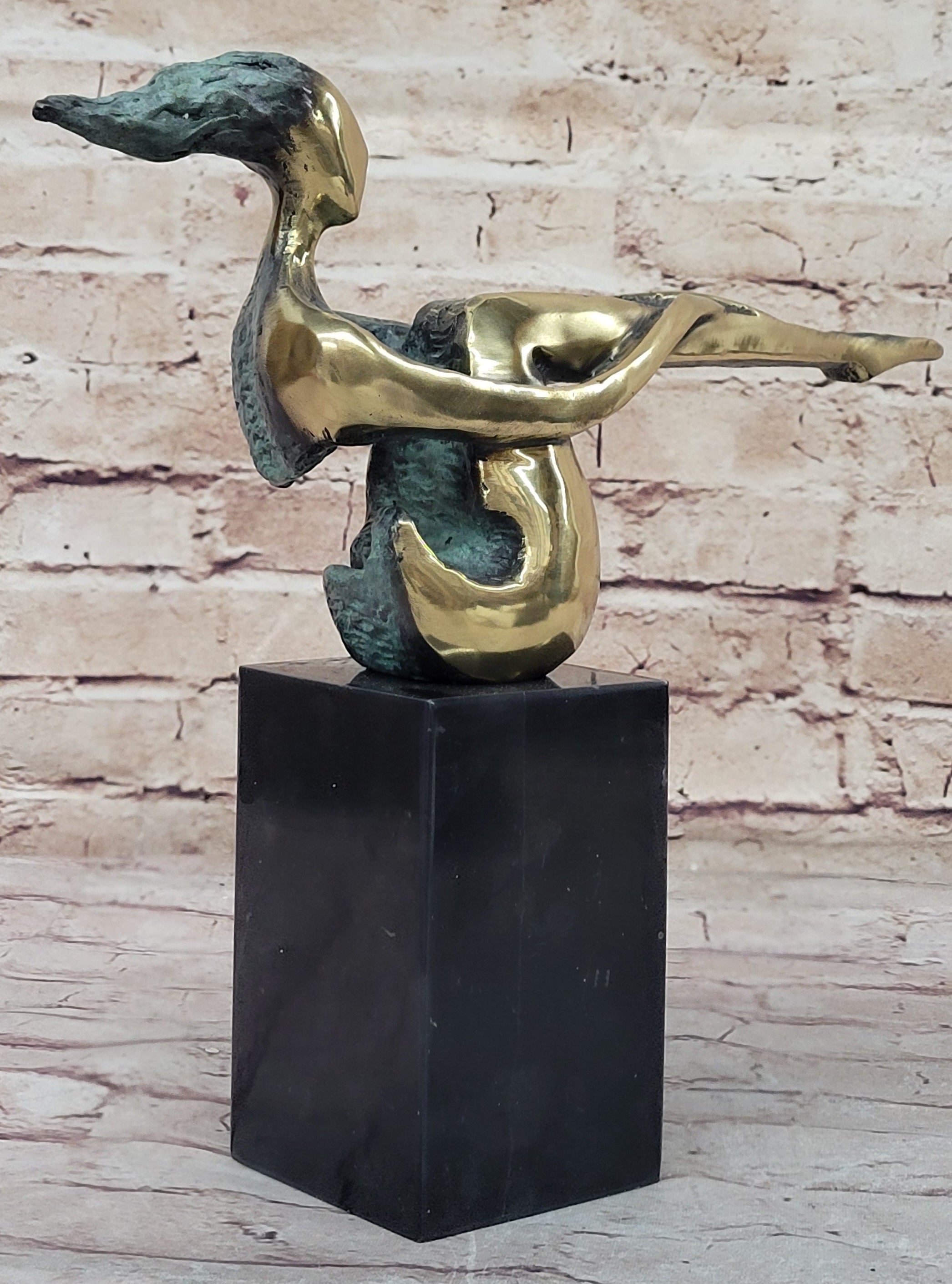 CONTEMPORARY BRONZE METAL SCULPTURE NUDE ABSTRACT FIGURATIVE FEMALE SIGNED DECO