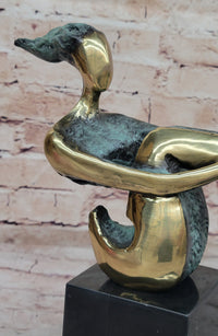 CONTEMPORARY BRONZE METAL SCULPTURE NUDE ABSTRACT FIGURATIVE FEMALE SIGNED DECO