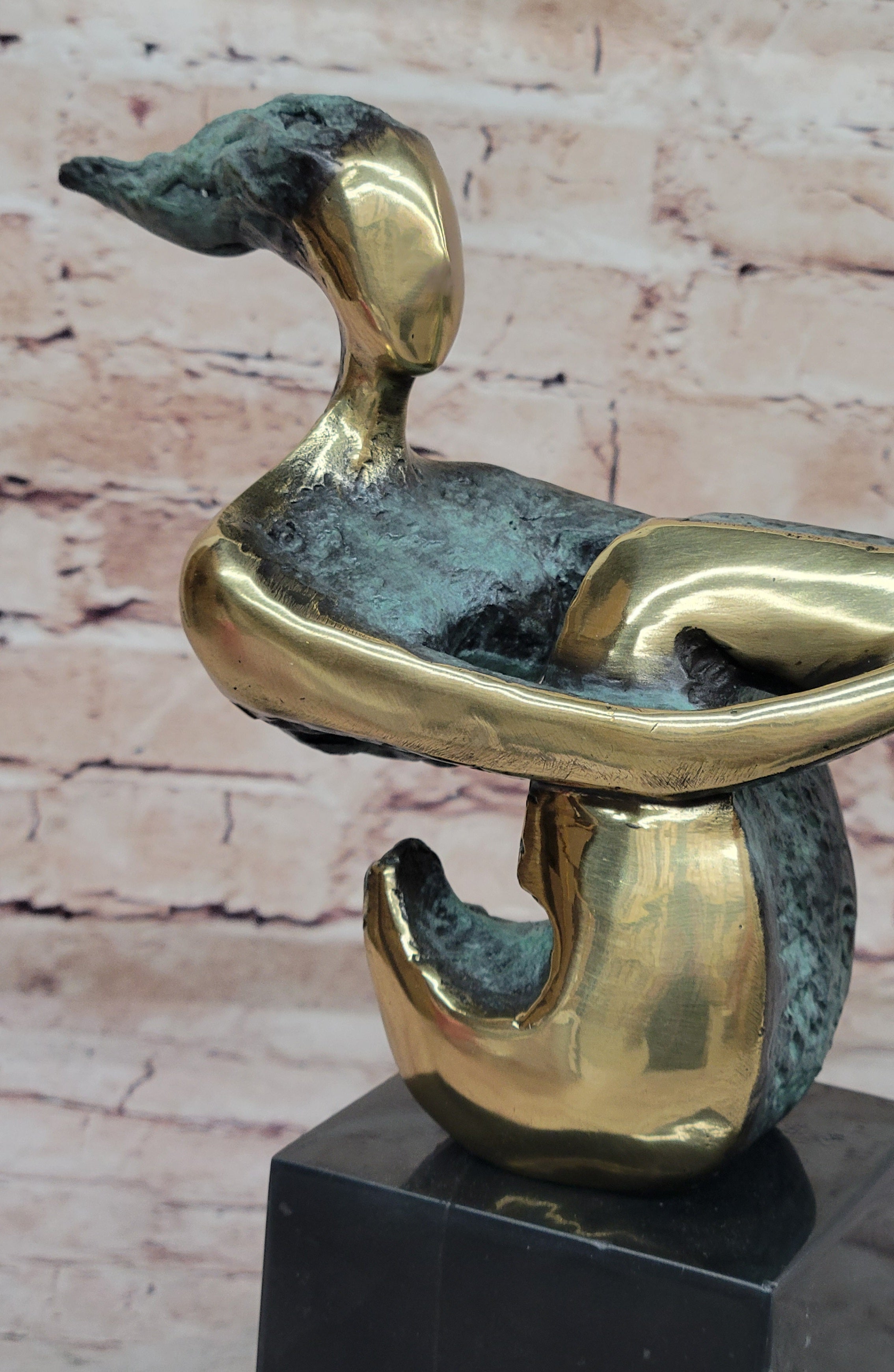 CONTEMPORARY BRONZE METAL SCULPTURE NUDE ABSTRACT FIGURATIVE FEMALE SIGNED DECO