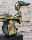 CONTEMPORARY BRONZE METAL SCULPTURE NUDE ABSTRACT FIGURATIVE FEMALE SIGNED DECO