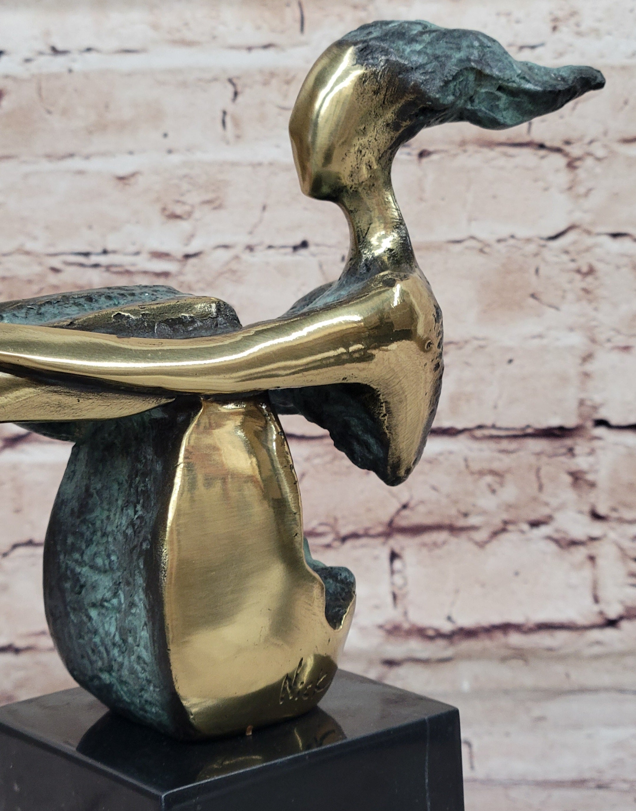 CONTEMPORARY BRONZE METAL SCULPTURE NUDE ABSTRACT FIGURATIVE FEMALE SIGNED DECO