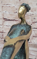 CONTEMPORARY BRONZE METAL SCULPTURE NUDE ABSTRACT FIGURATIVE FEMALE SIGNED DECO