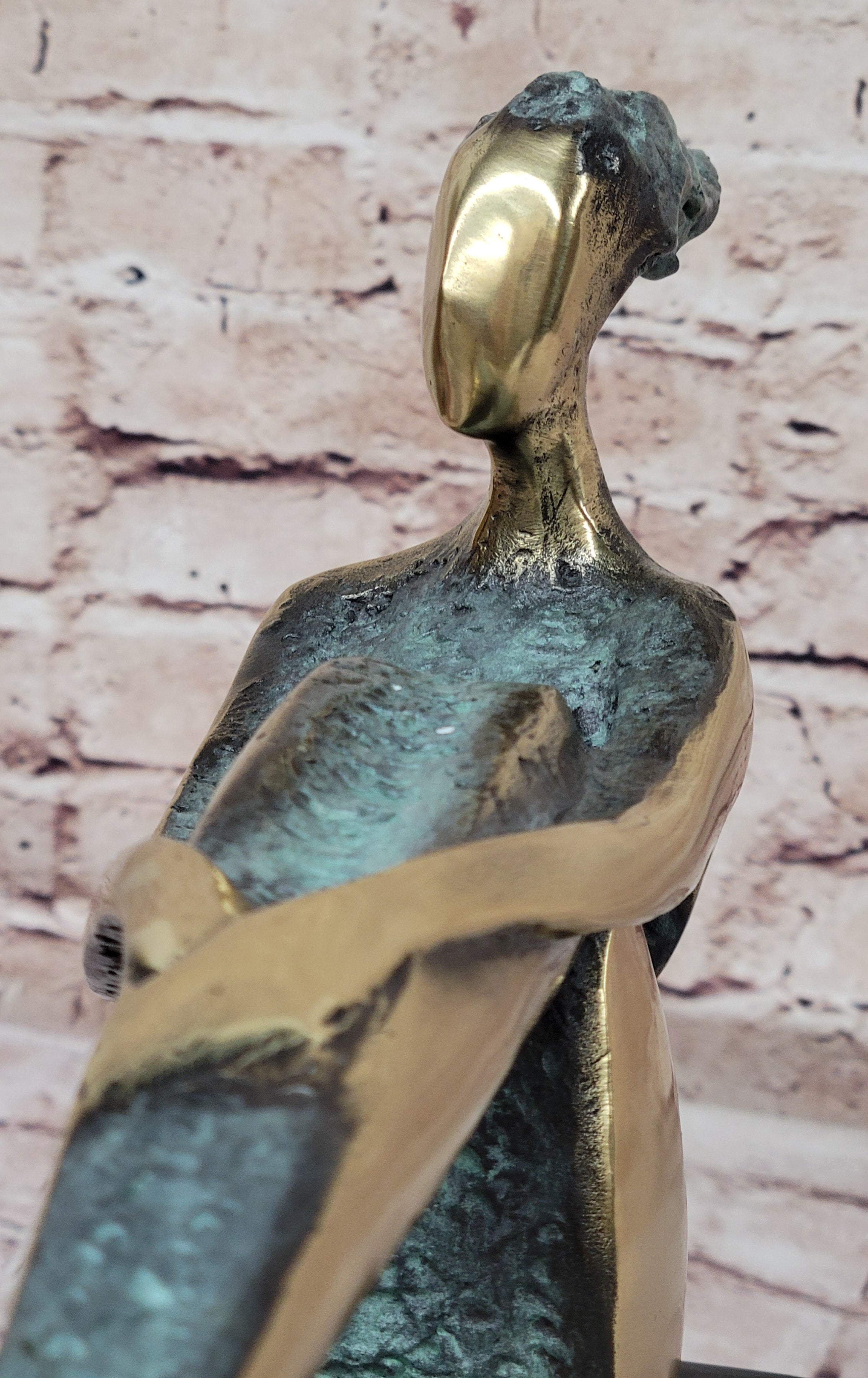 CONTEMPORARY BRONZE METAL SCULPTURE NUDE ABSTRACT FIGURATIVE FEMALE SIGNED DECO