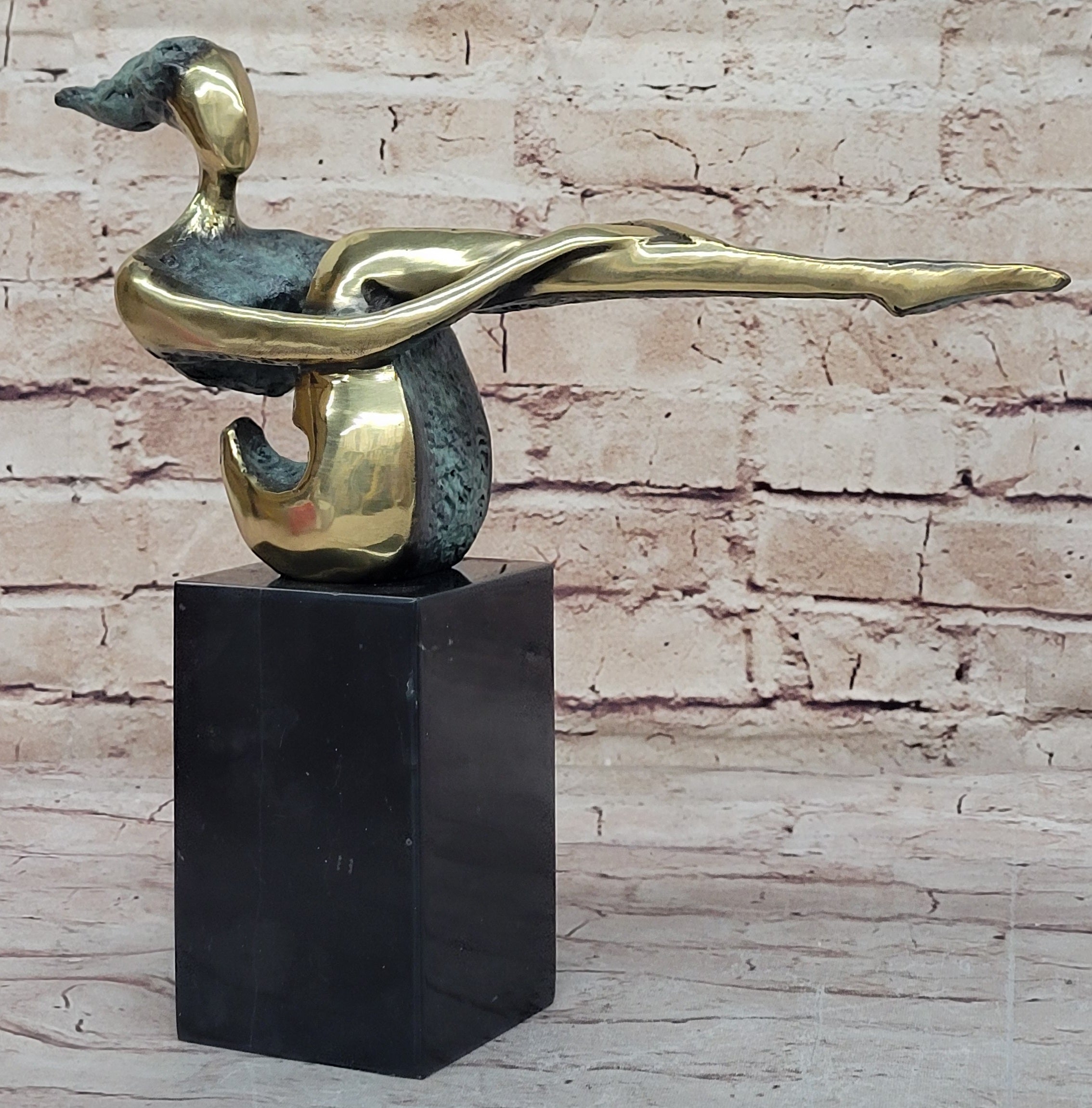 CONTEMPORARY BRONZE METAL SCULPTURE NUDE ABSTRACT FIGURATIVE FEMALE SIGNED DECO