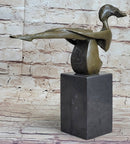 Abstract Bronze Sculpture of Sitting Girl Yoga Plank 11.5" x 12.5"