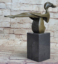 Abstract Bronze Sculpture of Sitting Girl Yoga Plank 11.5" x 12.5"