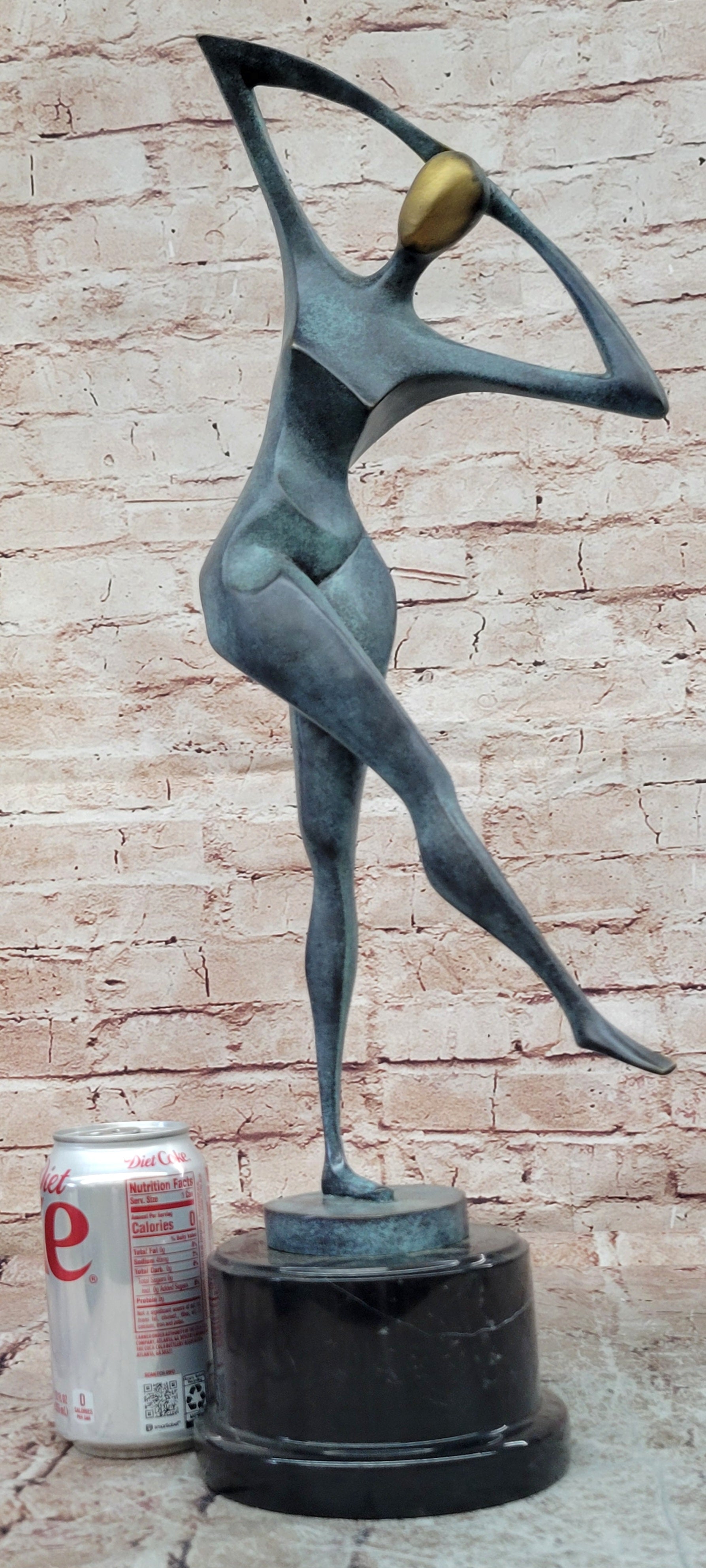 Signed Abstract Modern Art Female Woman Genuine Bronze Sculpture Statue