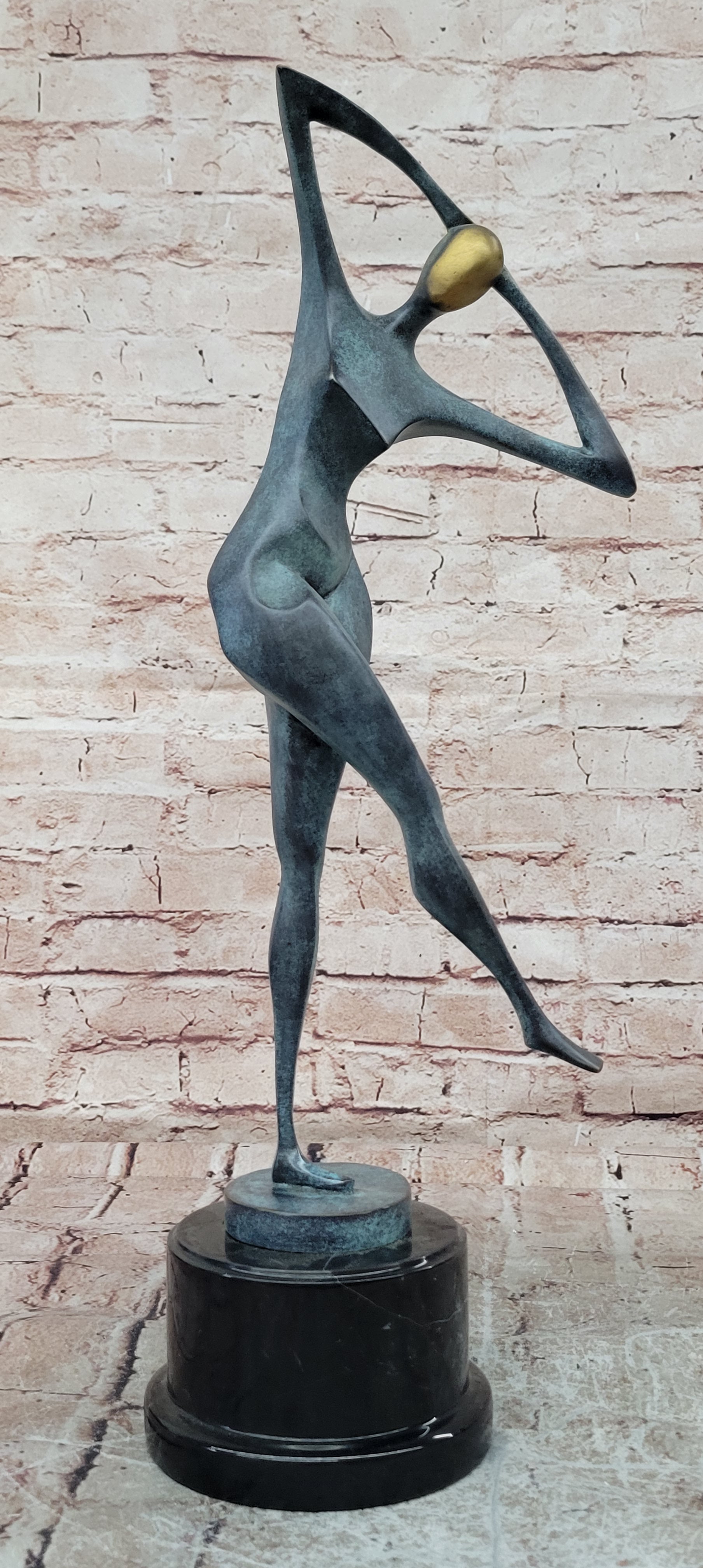 Signed Abstract Modern Art Female Woman Genuine Bronze Sculpture Statue