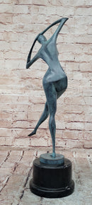 Signed Abstract Modern Art Female Woman Genuine Bronze Sculpture Statue