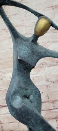 Signed Abstract Modern Art Female Woman Genuine Bronze Sculpture Statue