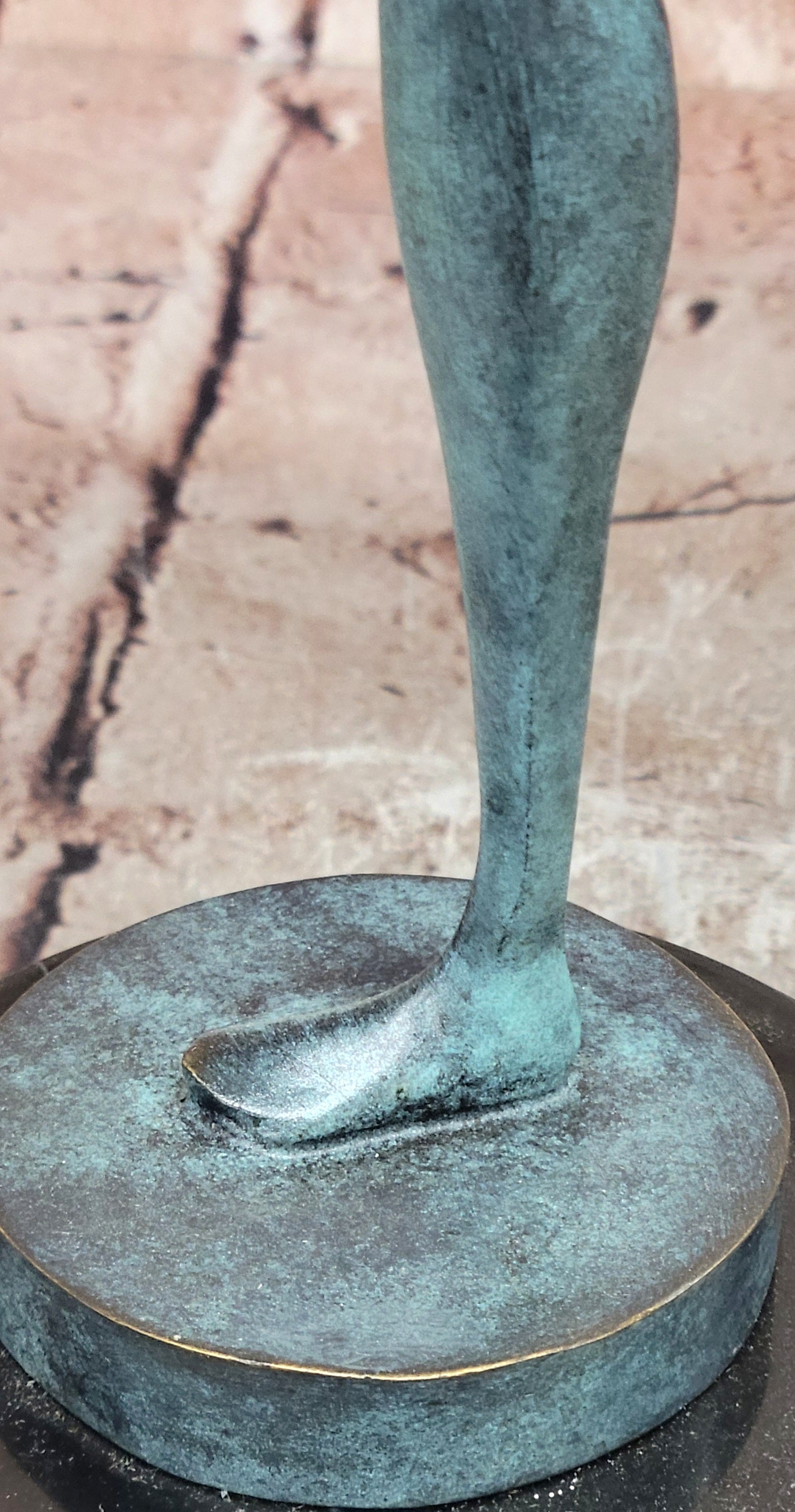 Signed Abstract Modern Art Female Woman Genuine Bronze Sculpture Statue