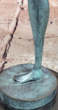 Signed Abstract Modern Art Female Woman Genuine Bronze Sculpture Statue