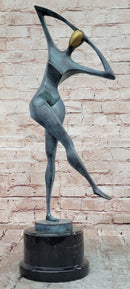 Signed Abstract Modern Art Female Woman Genuine Bronze Sculpture Statue