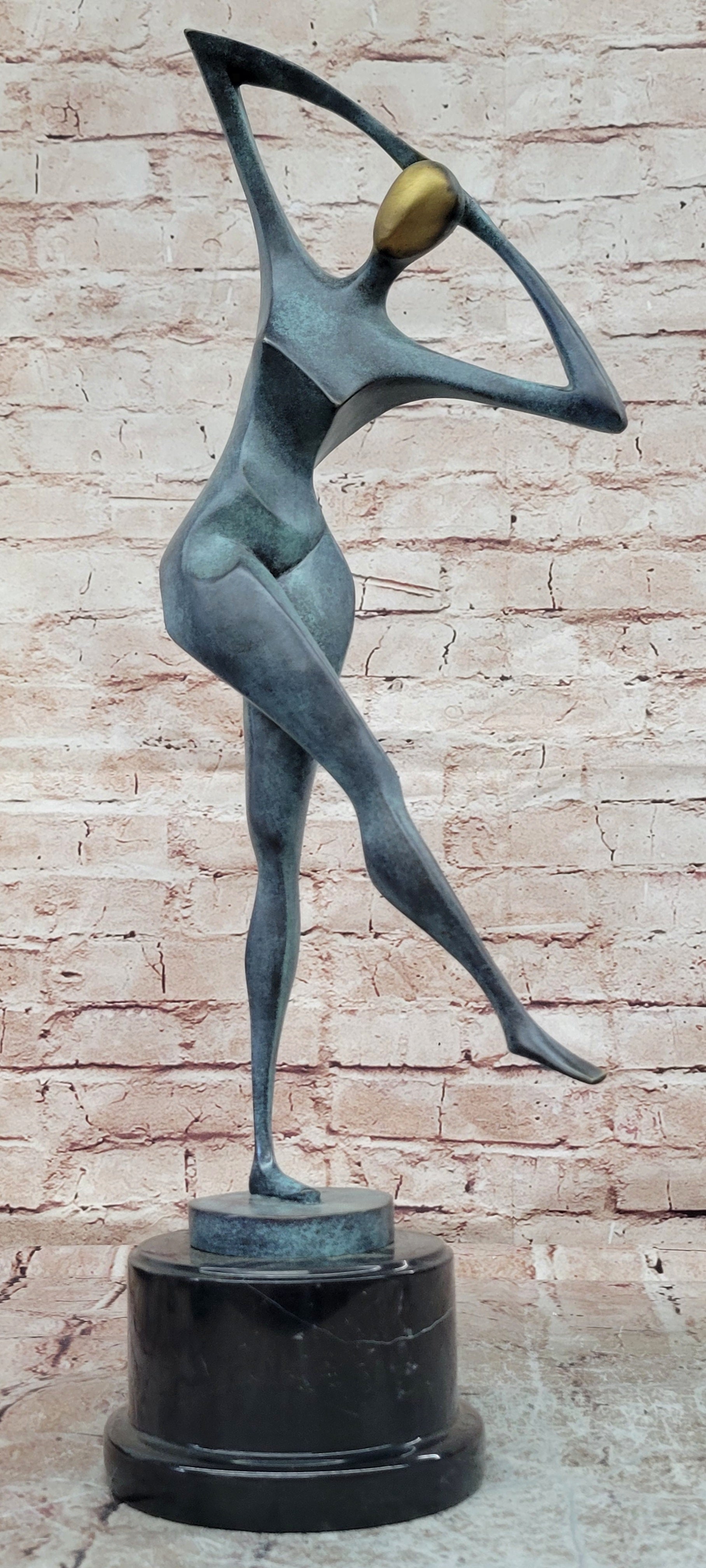Signed Abstract Modern Art Female Woman Genuine Bronze Sculpture Statue