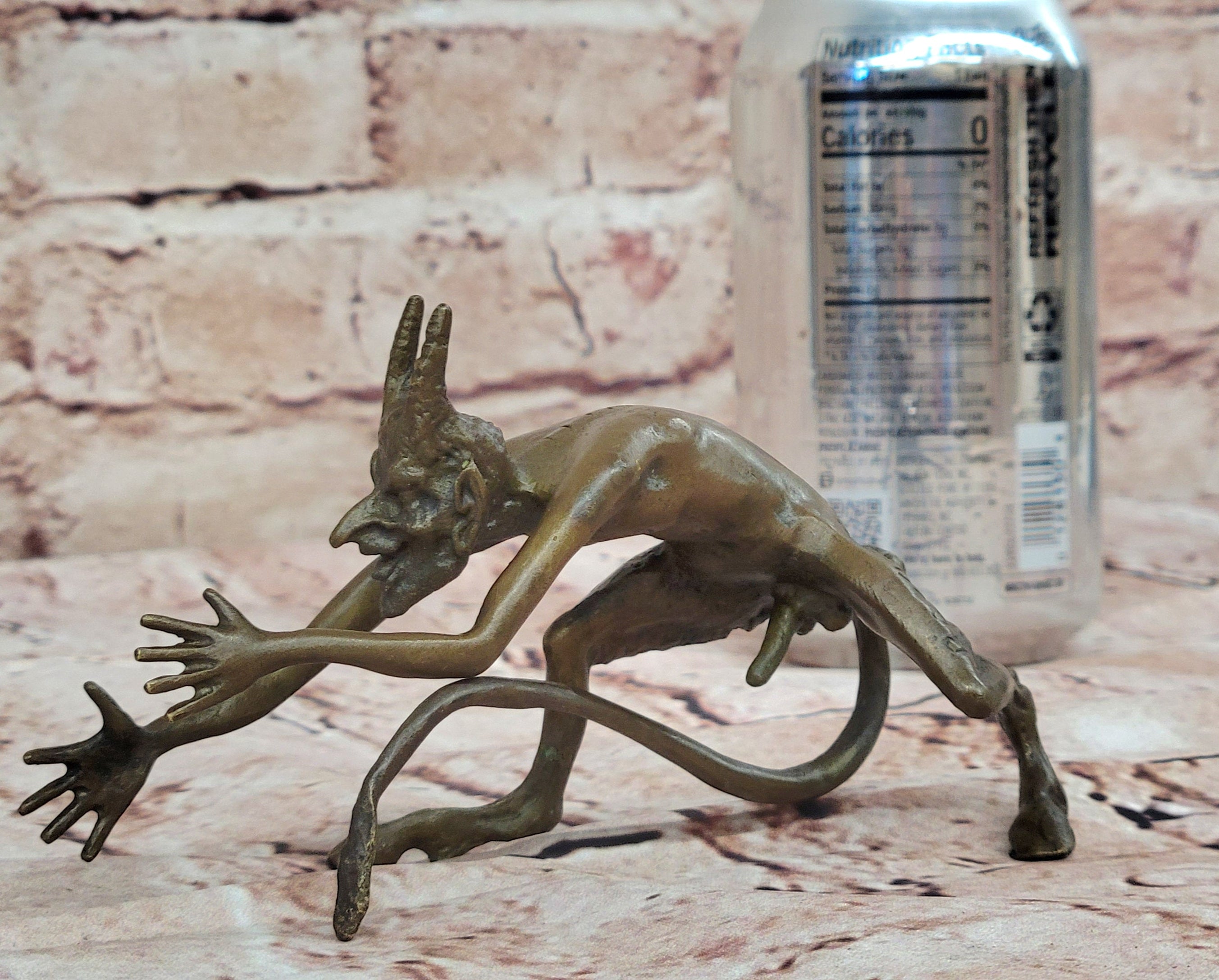 Grotesque Bronze Demon Satyr – Mythical Horned Creature