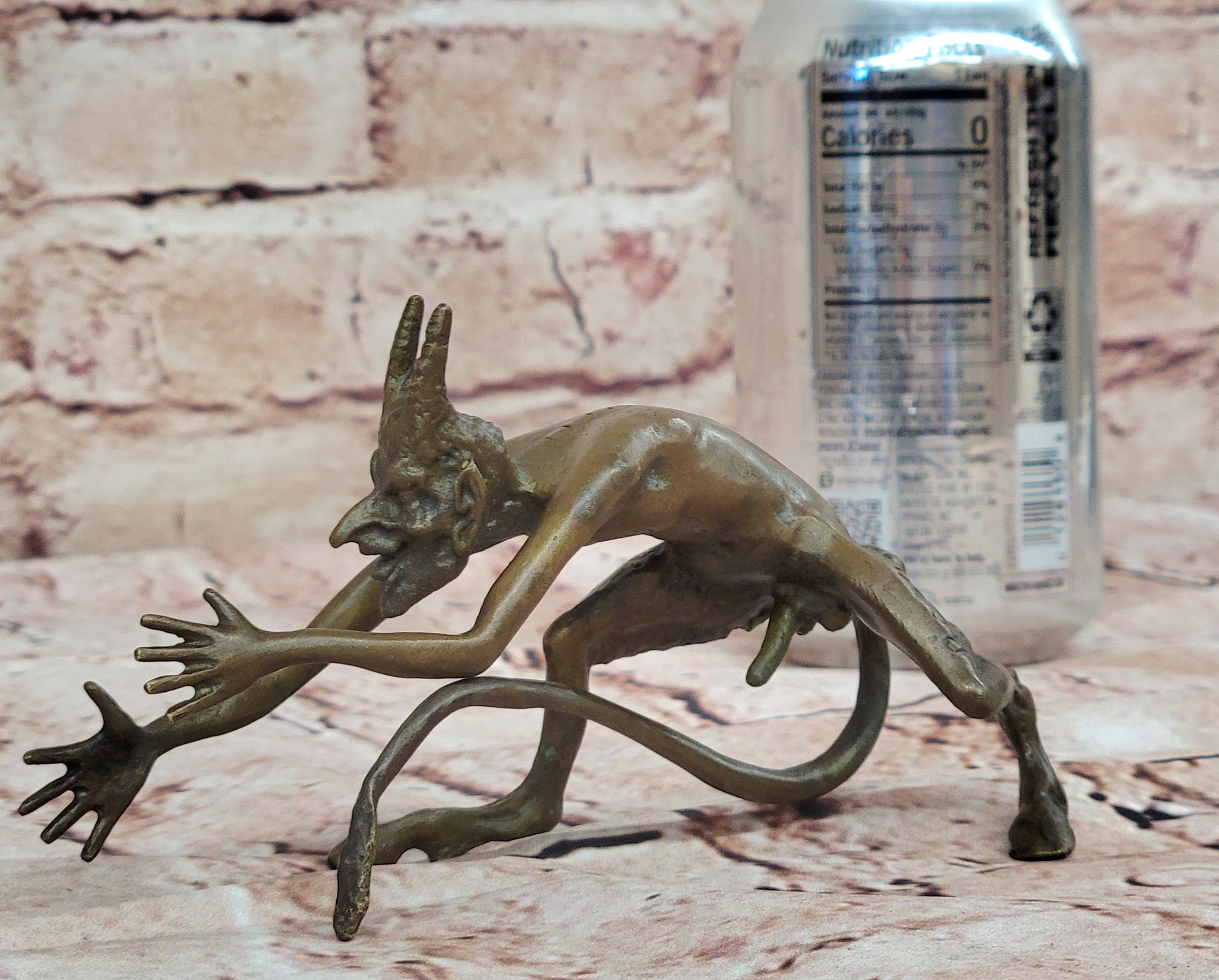 Grotesque Bronze Demon Satyr – Mythical Horned Creature