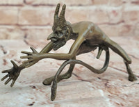 Grotesque Bronze Demon Satyr – Mythical Horned Creature