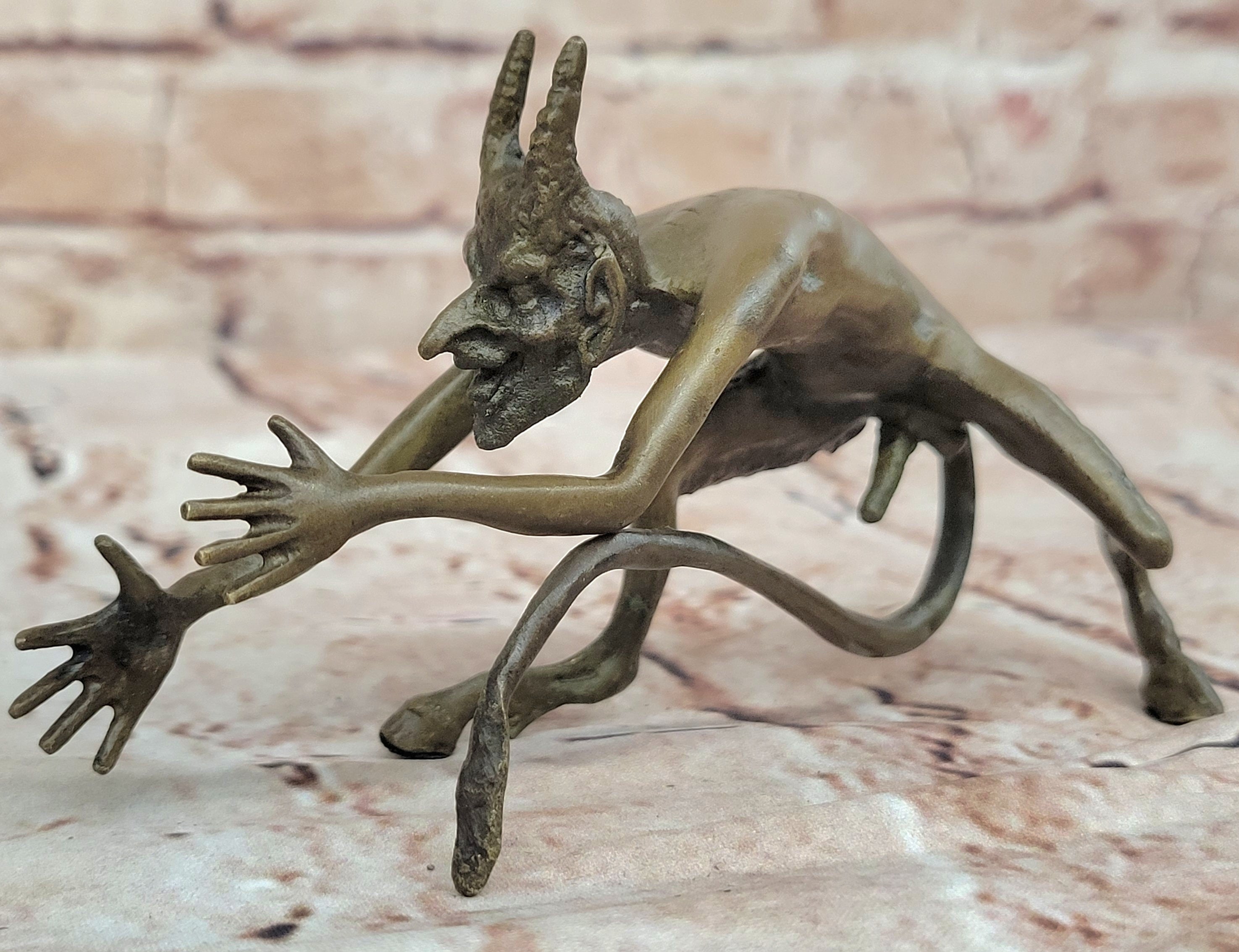 Grotesque Bronze Demon Satyr – Mythical Horned Creature