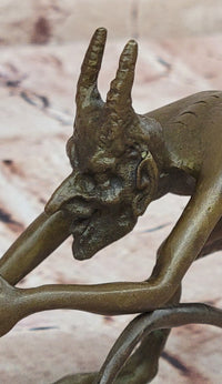 Grotesque Bronze Demon Satyr – Mythical Horned Creature