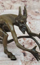 Grotesque Bronze Demon Satyr – Mythical Horned Creature