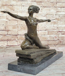 Art Deco Bronze Sculpture Amazon Warrior Nude with Spear (1925) by Marcel Bouraine