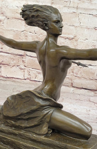 Art Deco Bronze Sculpture Amazon Warrior Nude with Spear (1925) by Marcel Bouraine