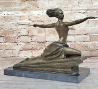 Art Deco Bronze Sculpture Amazon Warrior Nude with Spear (1925) by Marcel Bouraine