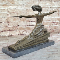 Art Deco Bronze Sculpture Amazon Warrior Nude with Spear (1925) by Marcel Bouraine