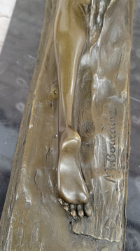 Art Deco Bronze Sculpture Amazon Warrior Nude with Spear (1925) by Marcel Bouraine